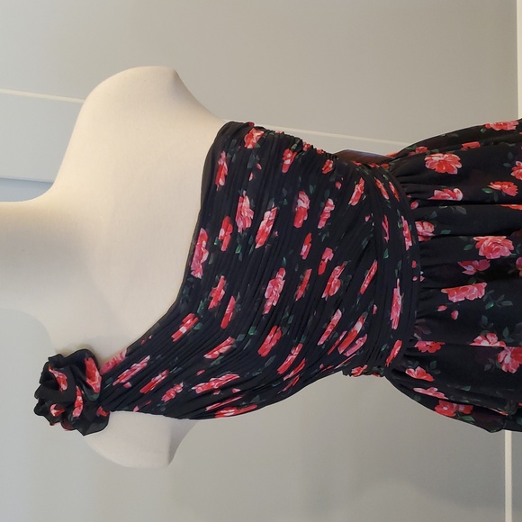 Mac Duggal Black/ Pink high low Floral tiered  Gown Size 2 new with tag - Picture 4 of 12